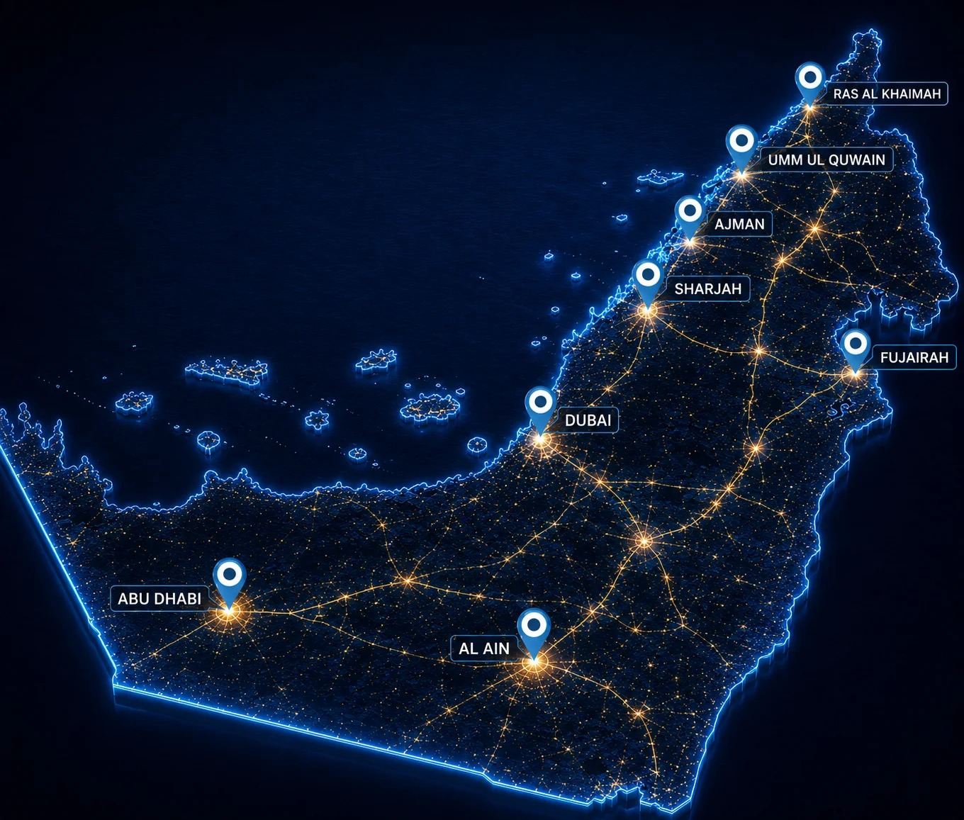 Service locations map - UAE regions we cover